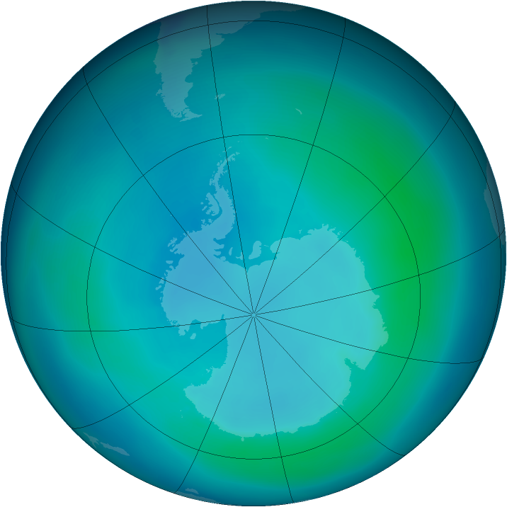 Antarctic ozone map for March 2007